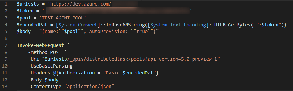 API request to Azure DevOps from PowerShell