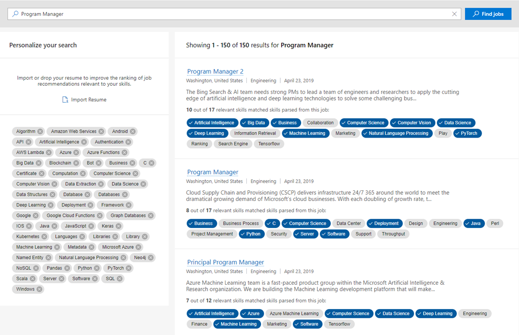 Using Azure Search custom skills to create personalized job recommendations