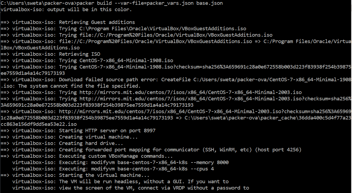 A. Introduction to OVA and creating CentOS OVA using Packer