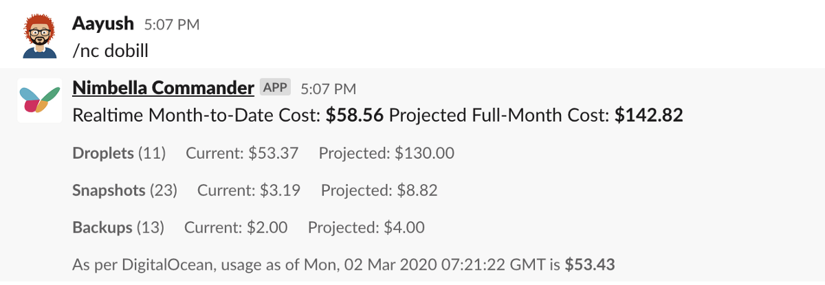 Get your DigitalOcean Billing Info in Slack with Nimbella Commander