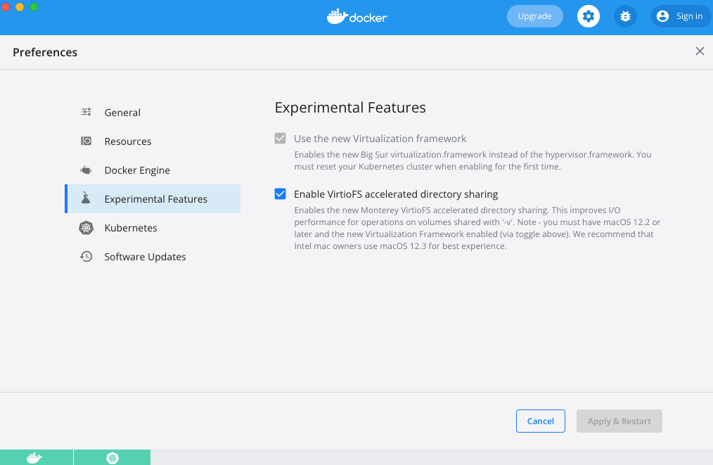 Speed boost achievement unlocked on Docker Desktop 4.6 for Mac