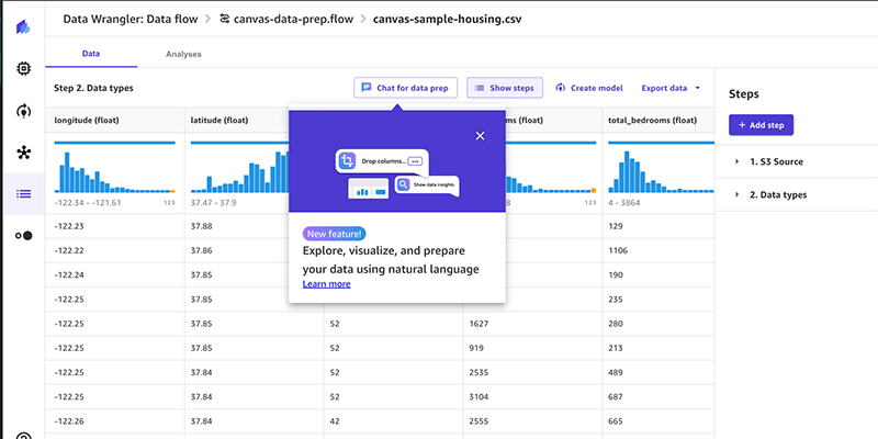 Use natural language to explore and prepare data with a new capability of A