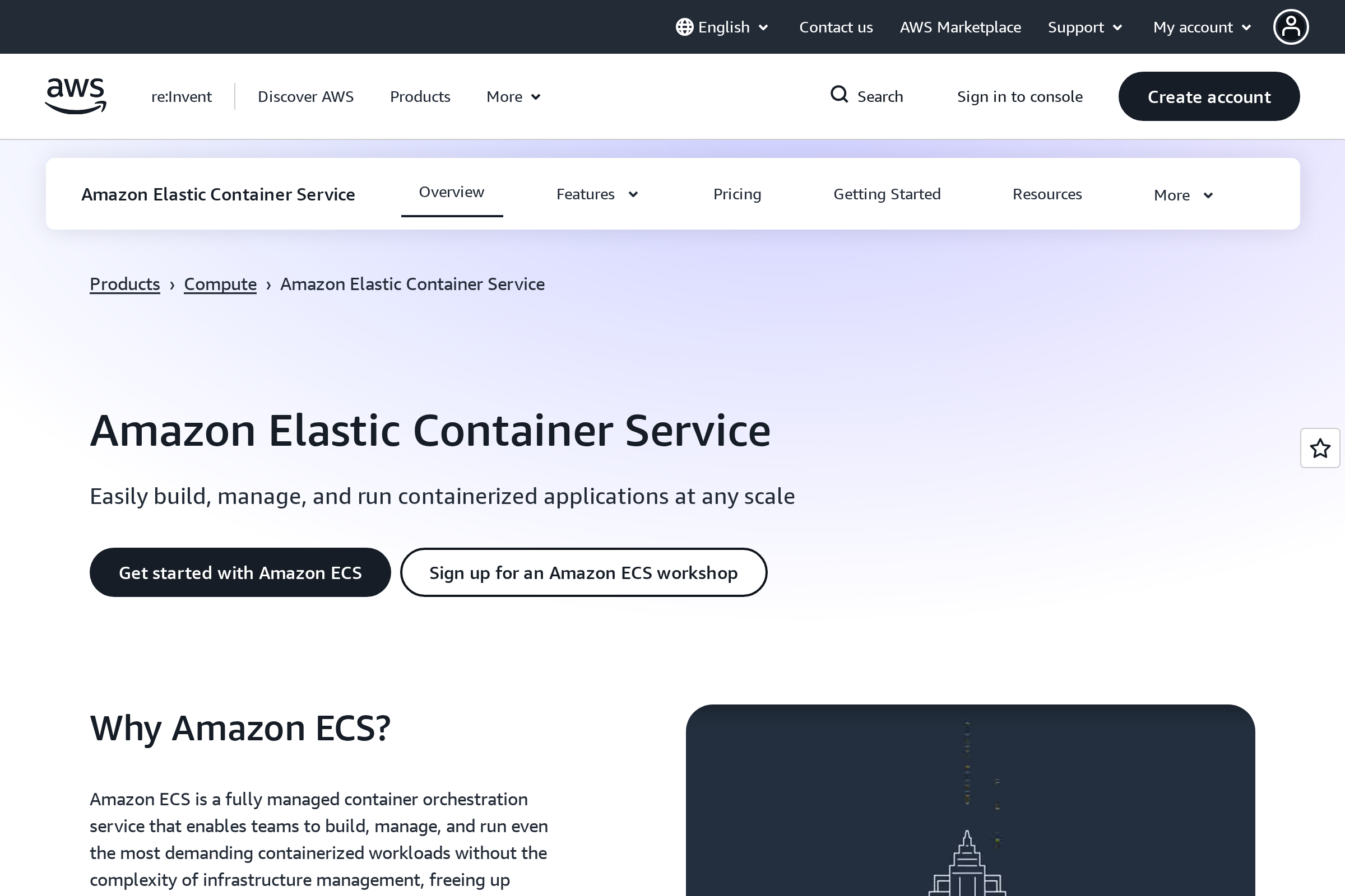 Amazon ECS screenshot
