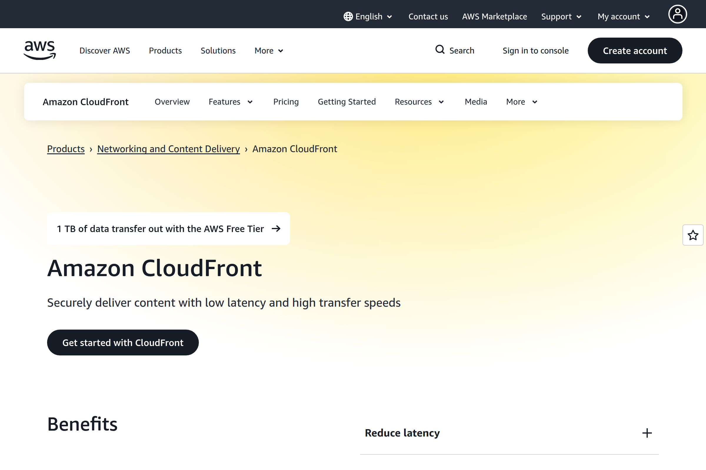 AWS CloudFront screenshot