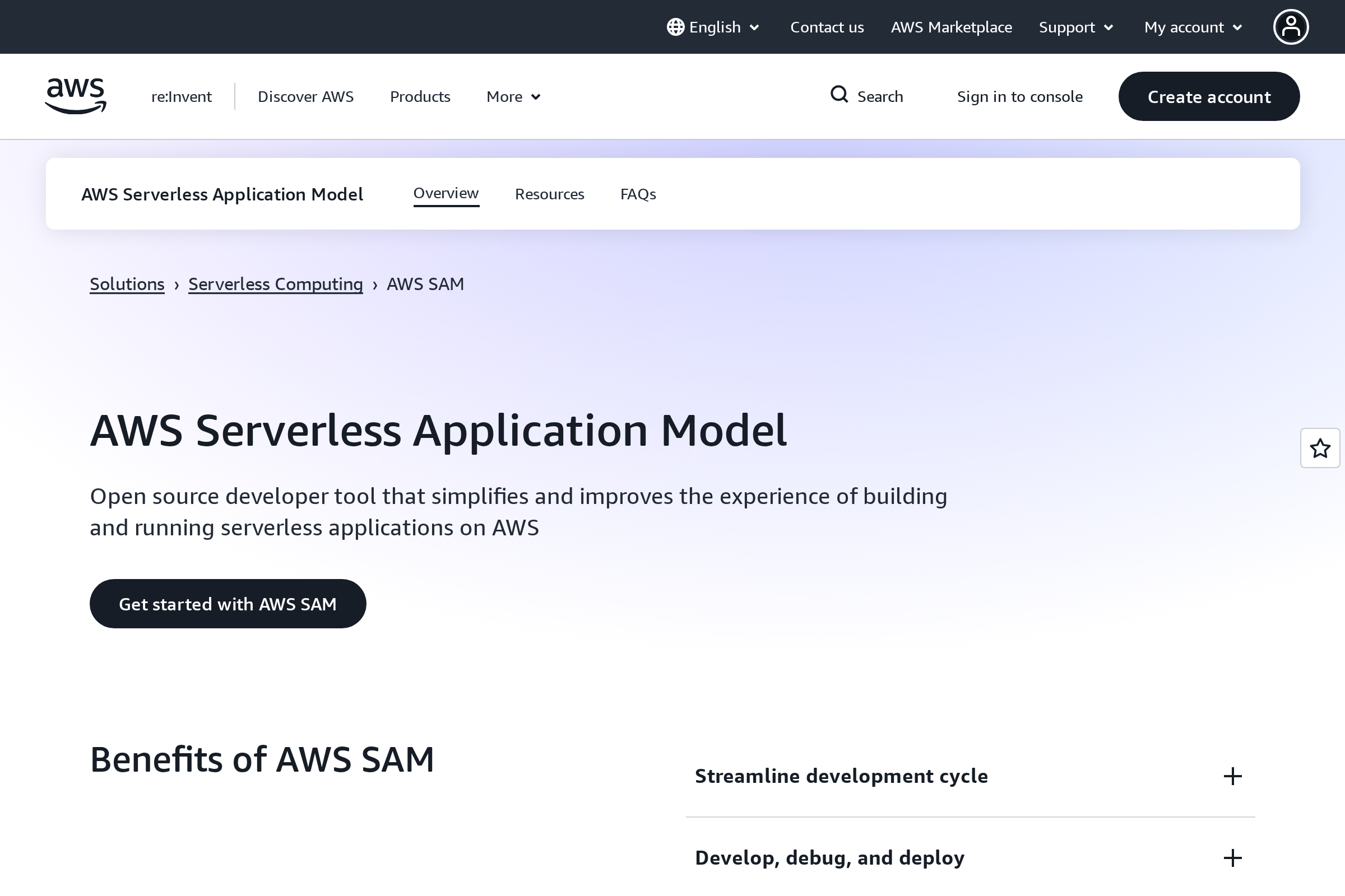 AWS SAM screenshot