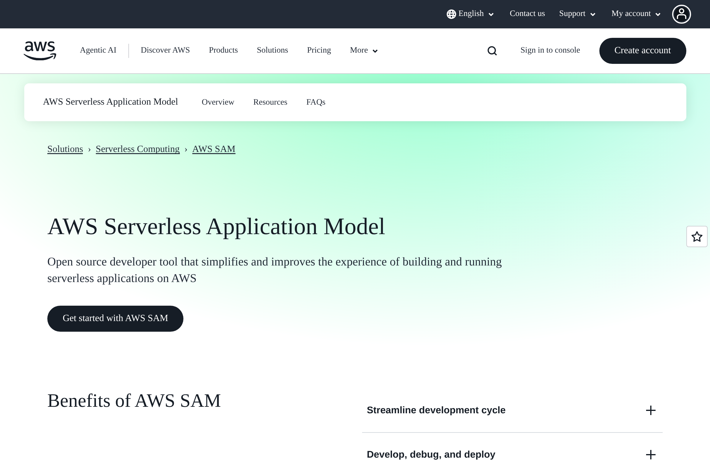 AWS SAM (Serverless Application Model) screenshot