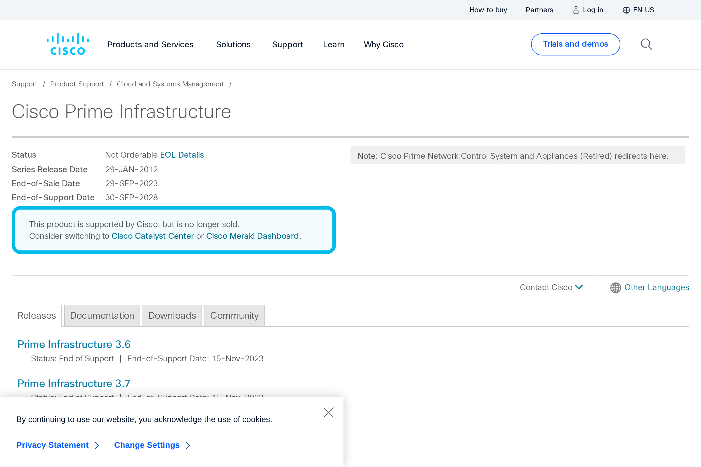 Cisco Prime Infrastructure screenshot
