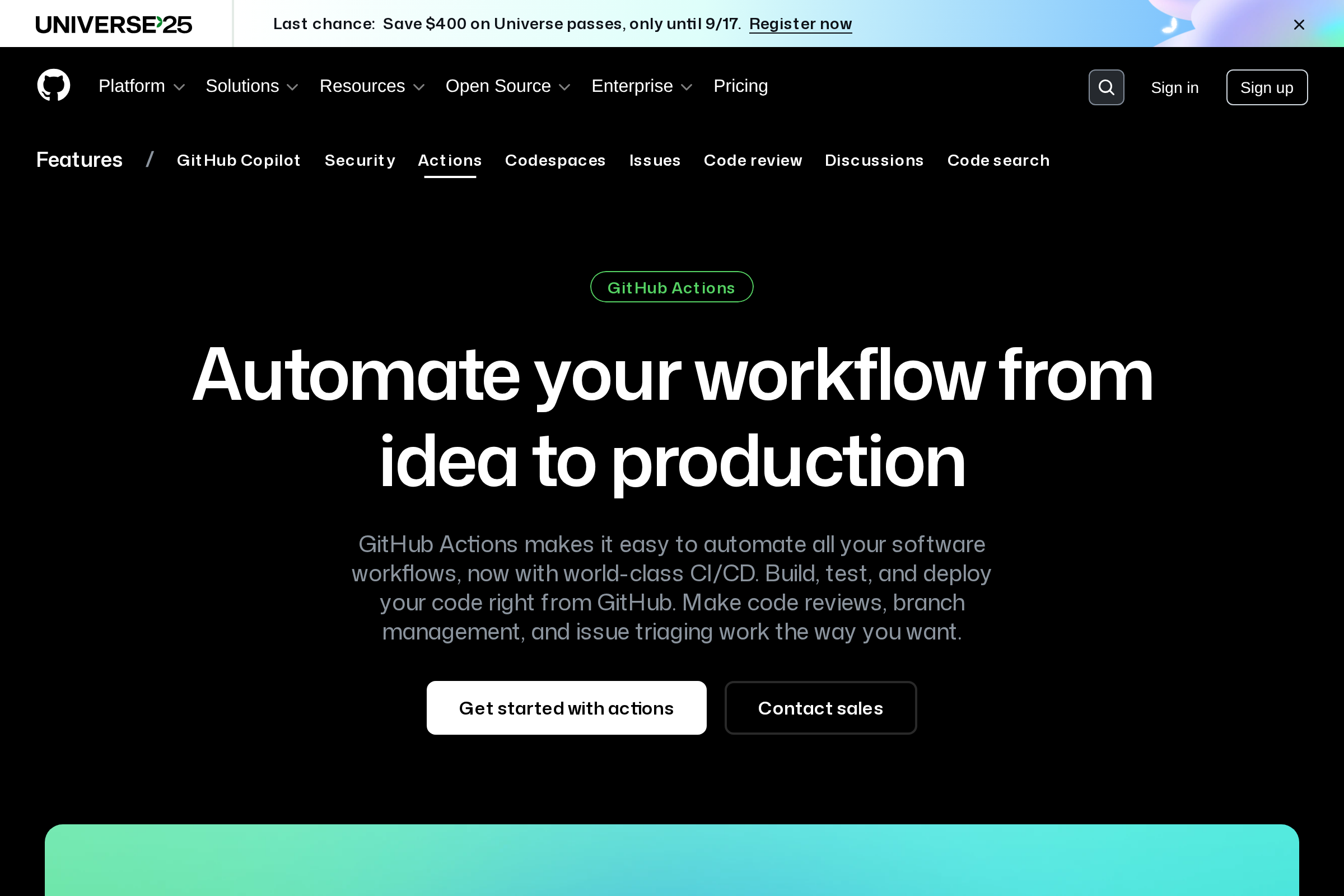 GitHub Actions screenshot
