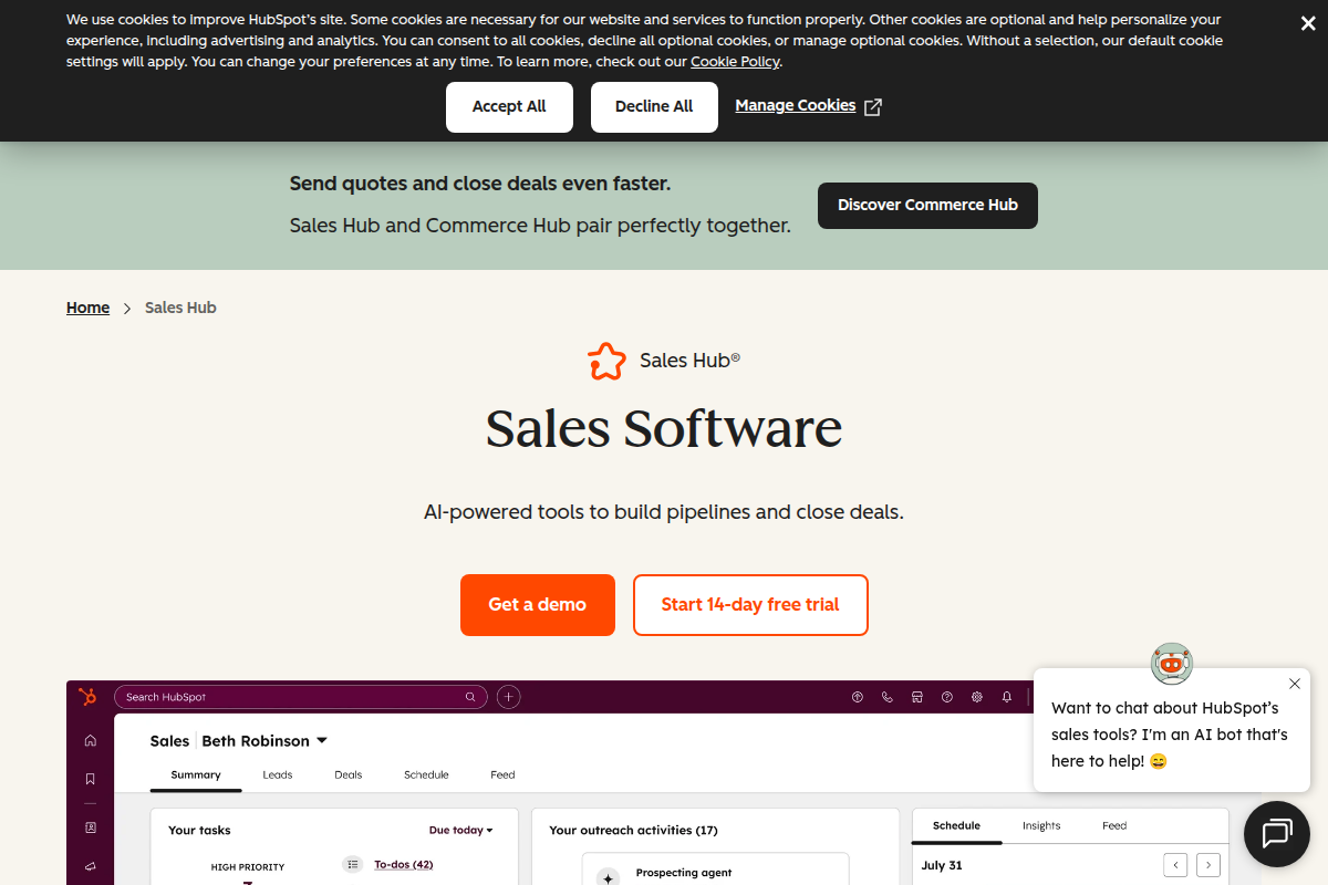 HubSpot Sales Hub screenshot