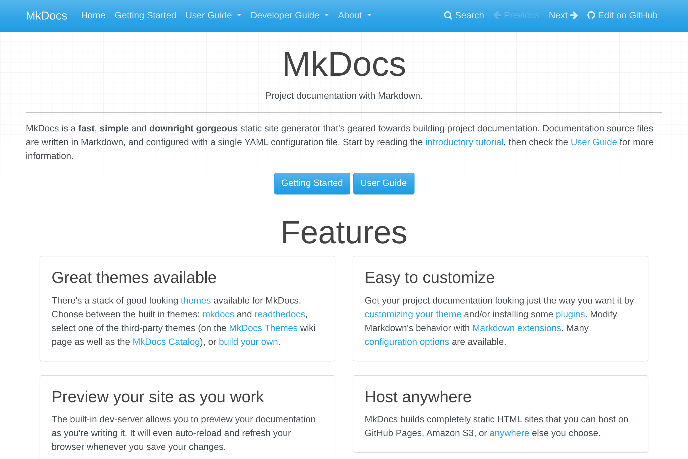 MkDocs screenshot
