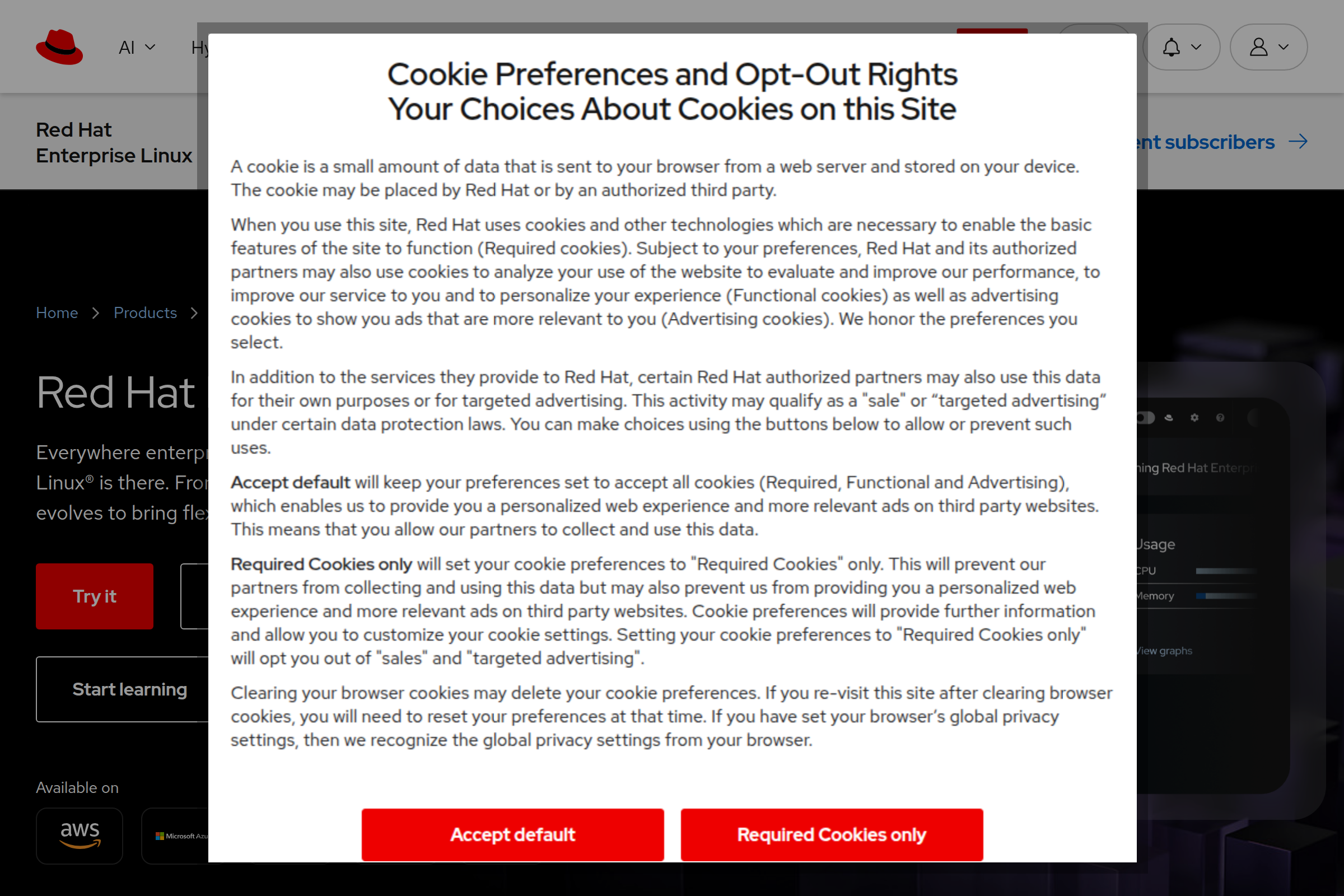 Red Hat Enterprise Linux (RHEL) screenshot