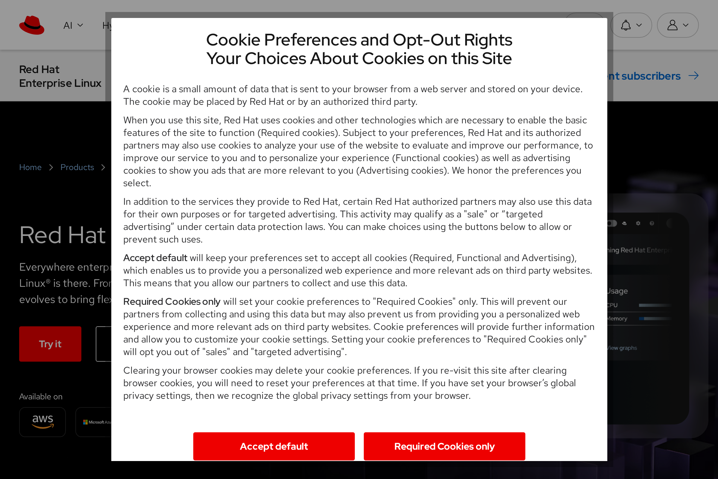 RHEL (Red Hat Enterprise Linux) screenshot