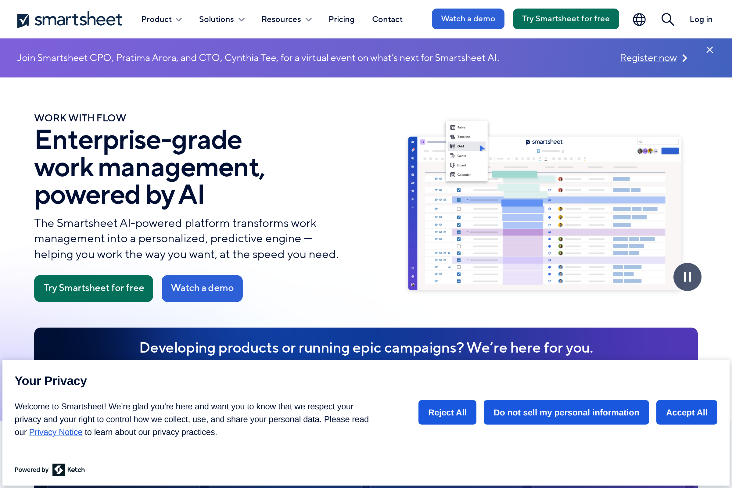 Smartsheet screenshot