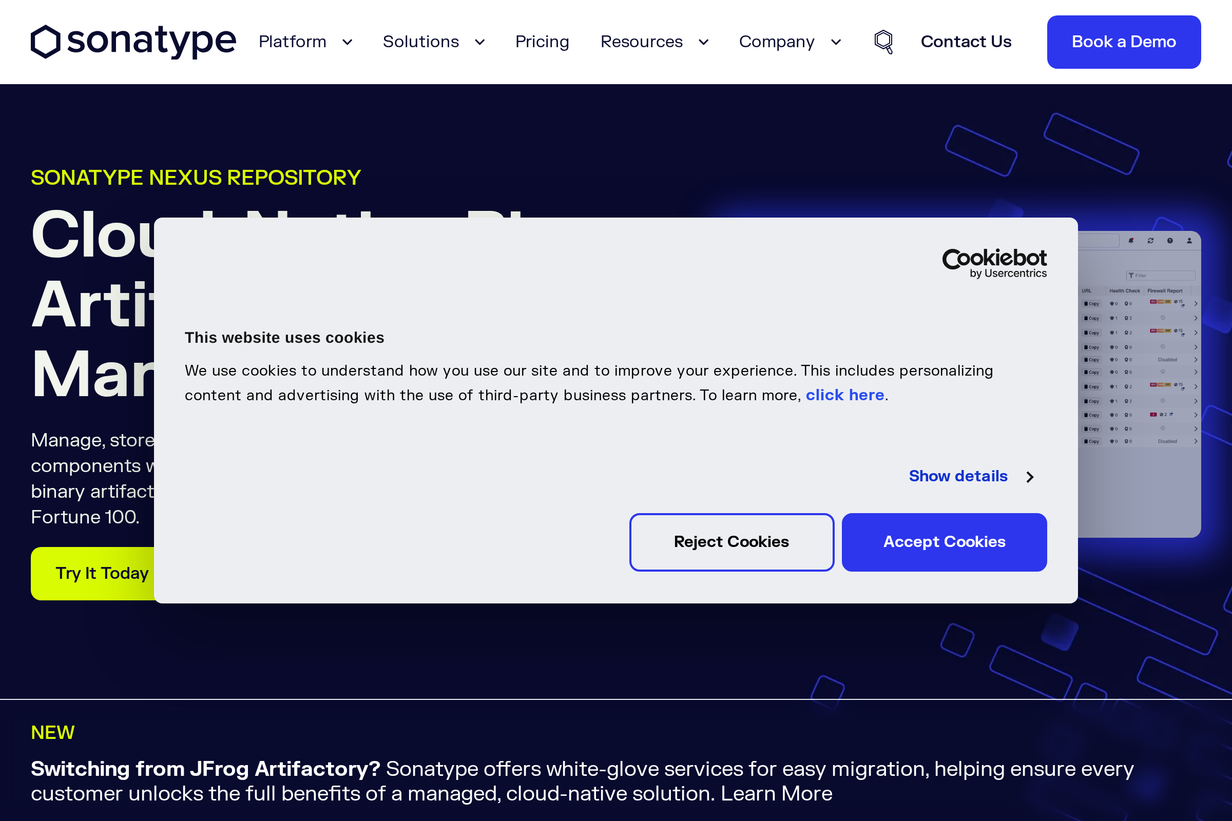 Sonatype Nexus Repository screenshot
