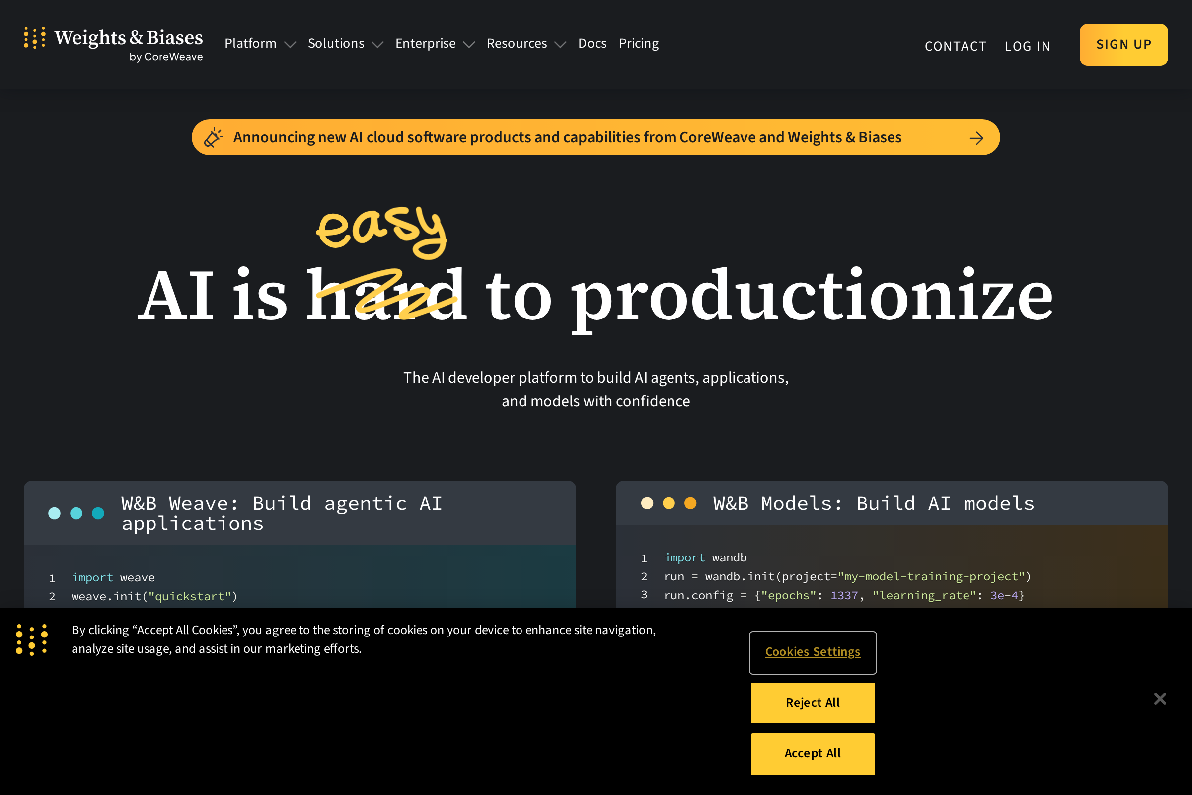 Weights & Biases screenshot